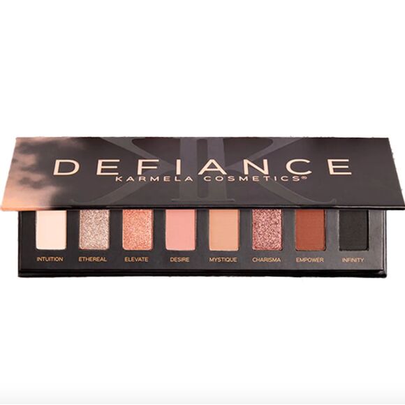 NIB Karmela Defiance Nude Eyeshadow Palette & Silk Matte Lipstick in Divine - Picture 2 of 11